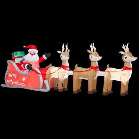 16 Ft Colossal Inflatable Lighted Santa In Sleigh With