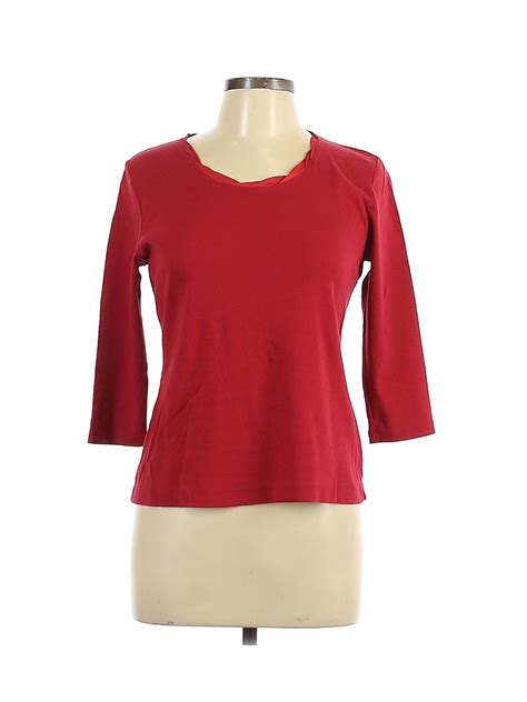 Croft Barrow Women Red Sleeve T Shirt L Petites EBay