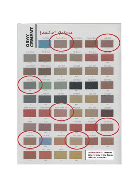 Increte Concrete Color Chart