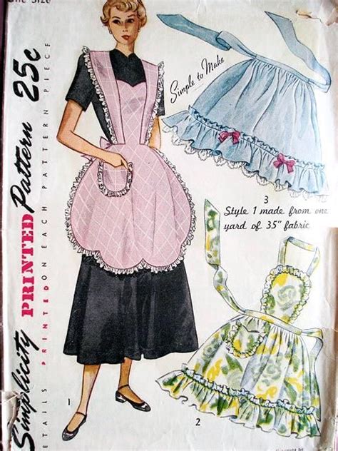1940s Vintage Simplicity 2644 Apron Pattern Full Bib Or Half Hostess