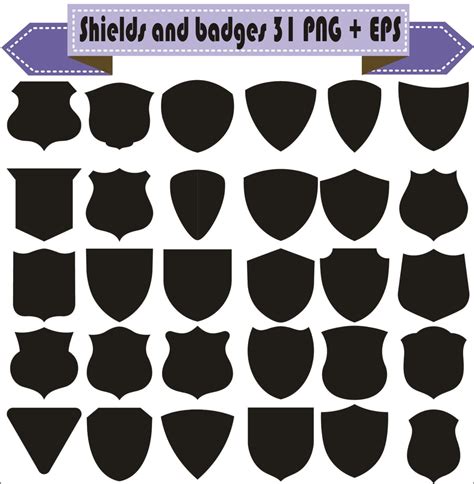 Shields And Badges Vintage Motif Shapes Pack Silhouette Vector Etsy