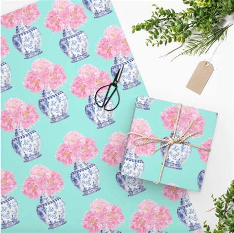 Pink Chinoiserie Wrapping Paper Luxury Wrapping Paper Etsy