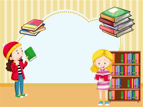 Border Template With Girls Reading Book 448783 Vector Art At Vecteezy