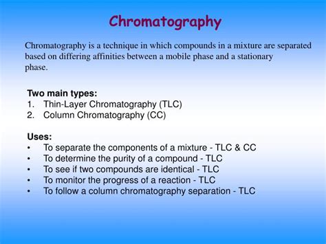 Ppt Two Main Types Thin Layer Chromatography Tlc Column