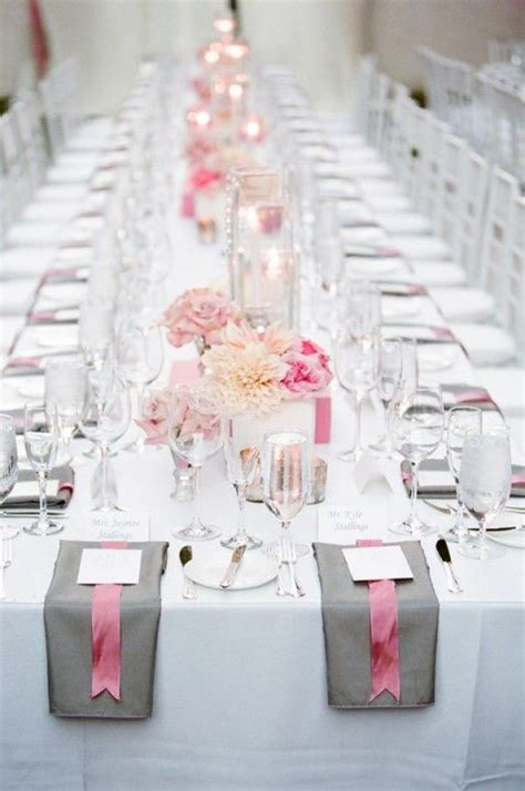 46 Elegant Grey And Coral Wedding Ideas Long Table