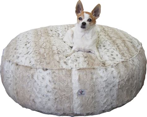Luxury Faux Fur Dog Bed Ivory Leopard Large Paws4peacellc Store