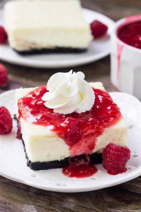 This link is to an external site that may or may not meet accessibility guidelines. White Chocolate Cheesecake Bars with Raspberry Sauce - Oh ...