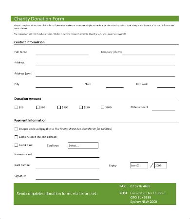 charitable donation form template charlotte clergy coalition
