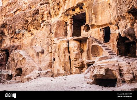 The Painted Biclinium At Siq Al Barid Or Little Petra In Jordan Stock
