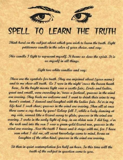 Spell To Learn The Truth Witchcraft Magick Spells Wiccan Spells Magic Spells