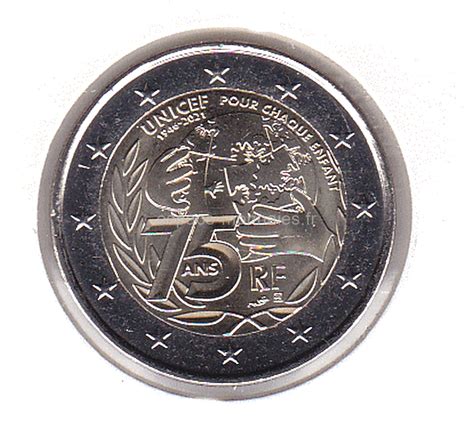 2 Euro Commémorative France 2021 75 Ans De Lunicef Espace Monnaies