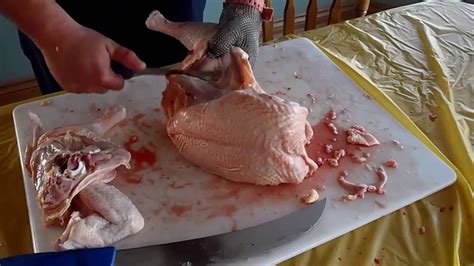 The basic theory behind breaking down a chicken, (or any animal really) is to remove the outermost parts first and work inwards. How to cut up a whole Chicken - YouTube