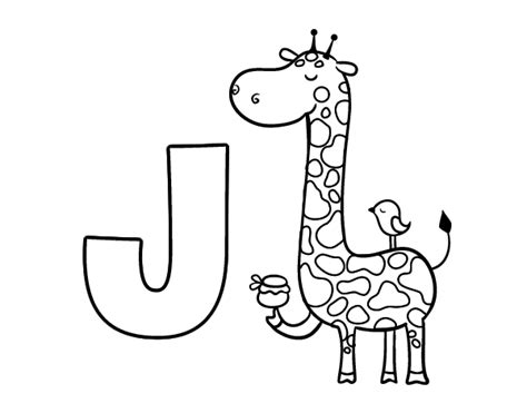 The Letter J Is For Giraffe Coloring Page