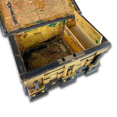 Gilded Alabaster And Ebonised Pear Wood Strongbox Malines Early 17th