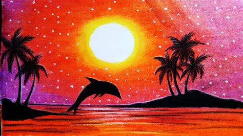 Easy Sunset Drawing Step By Step I Tried To Draw A Cool Desert Sunset