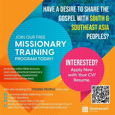 Join Our Free Missionary Training And Sign Up Today Immanuel Church Manila