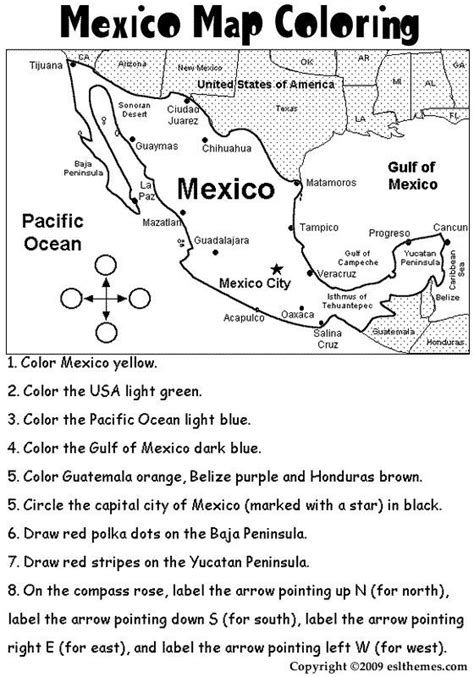 Mexico Coloring Activities Geography Worksheets Elementary Spanish
