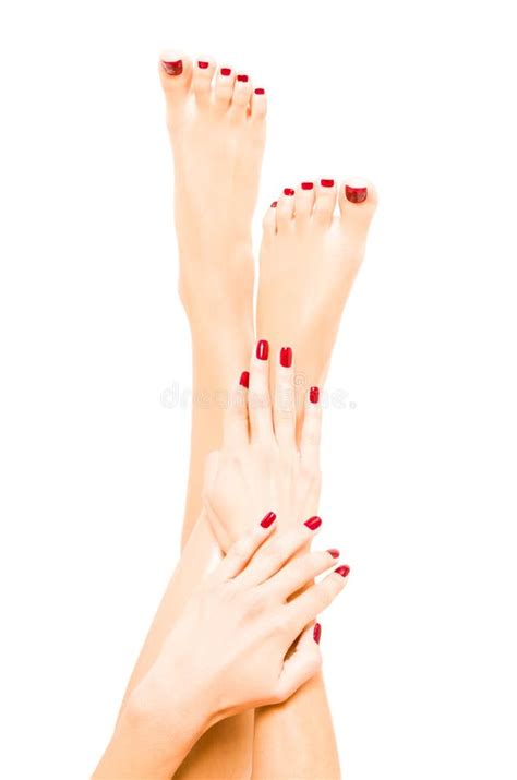 Well Groomed Female Foot With A French Pedicure Stock Image Image Of