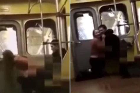 Randy Couple Caught Romping On Russian Underground In Front Of Shocked