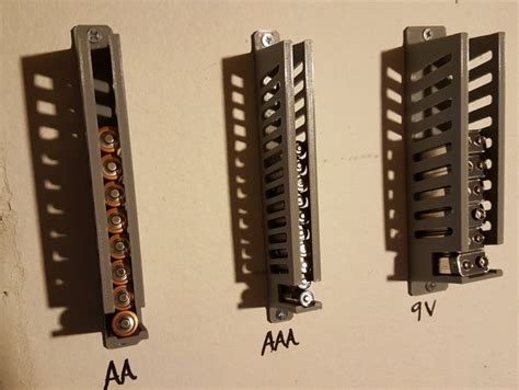 3d Printed Wall Mounted Holders For Aaa Aa 9v And Cr123 Batteries