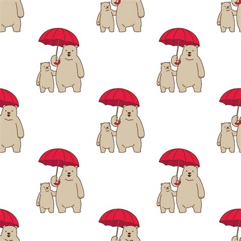 Premium Vector Bear Seamless Pattern Polar Umbrella