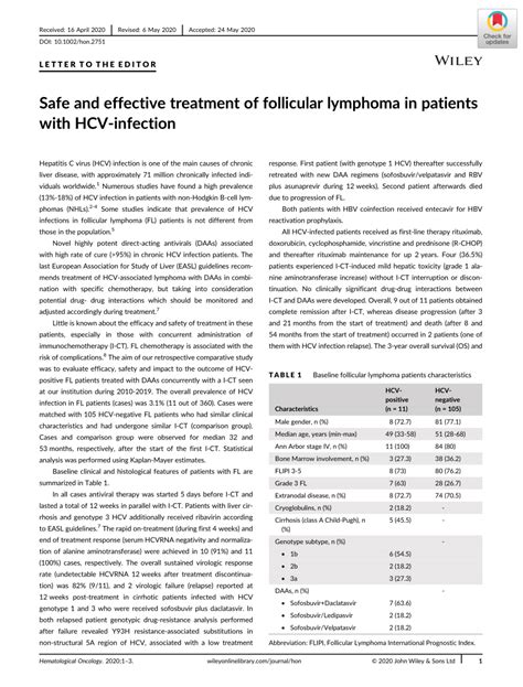 Pdf Safe And Effective Treatment Of Follicular Lymphoma In Patients