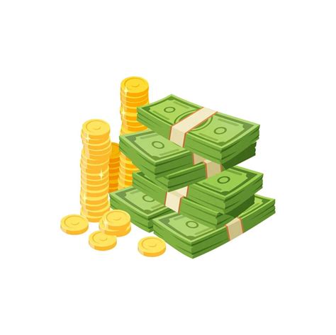 Dibujos Animados Dinero Papel Billetes En Efectivo O Monedas De Oro