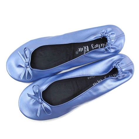 Comfortable Foldable Ballet Flats For Women Pearl Blue Foldable Flats