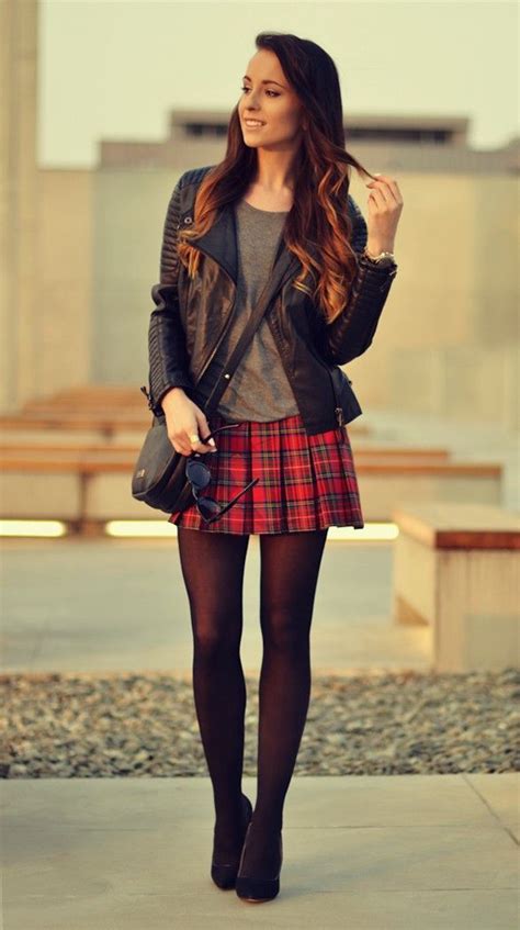 Pin By Kaley On Skirts Tartan Skirt Outfit Plaid Skirt Outfit Red Plaid Skirt Outfit