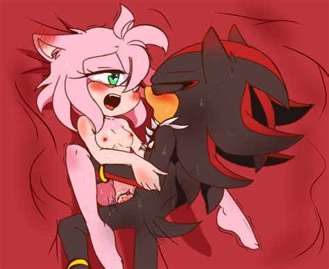 Rule 34 Amy Rose Anthro Anthro On Anthro Bed Sheet Bedding Blush Bodily Fluids Breasts Duo Ear