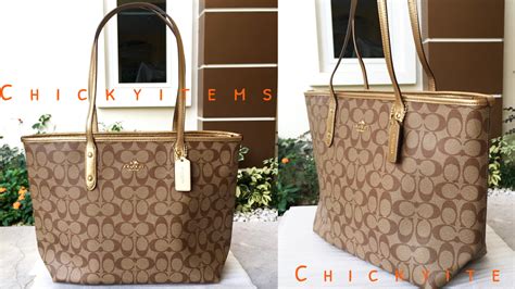 Review Coach Signature City Zip Tote Bag F36876 Chickyitems