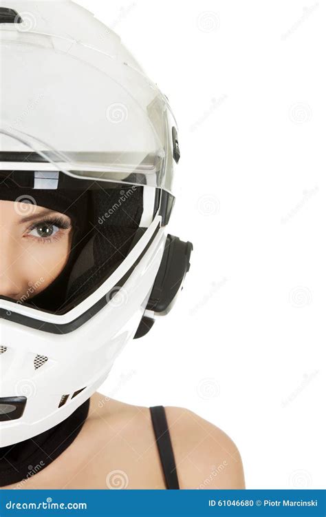 Sexy Woman With Motorcycle Helmet Stock Photo Image 61046680
