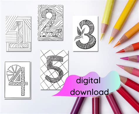 0 9 Numbers Printable Pdf Coloring Pages For Preschool Etsy