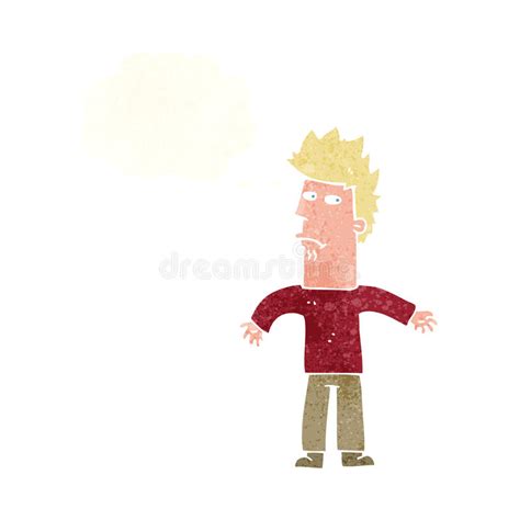 Cartoon Confused Man With Thought Bubble Stock Illustration