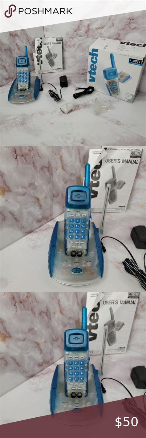 Vtech 90s Clear Blue Cordless Phone 900mhz 62 9117 Two Tone Design