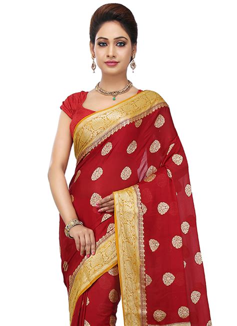 Buy Red Zari Woven Pure Silk Saree Zari Sari Online Shopping Savnsas620