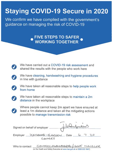 Le certificat covid consigne une vaccination, une infection guérie ou un test négatif. Reopening Risk Assessment - COVID-19 - Haskins Garden Centres