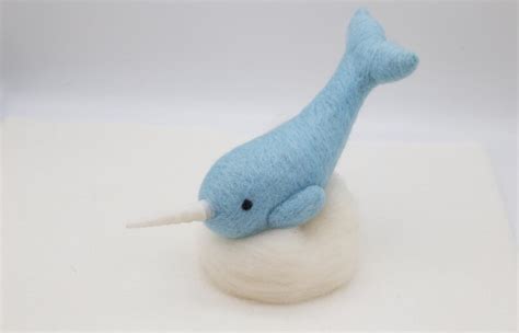 Needle Felted Narwal With Shell Tusk Etsy