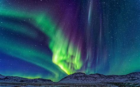 Aurora Borealis Over Vik Iceland Colors Landscape Hills Northern