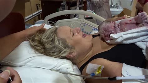 Beautiful Live Birth Husband Helps Deliver Baby Labor And Delivery