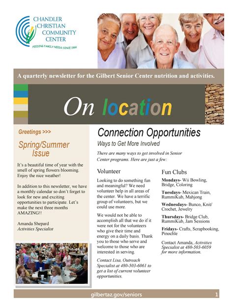 Senior Center April June Newsletter By Town Of Gilbert Parks And Recreation Issuu