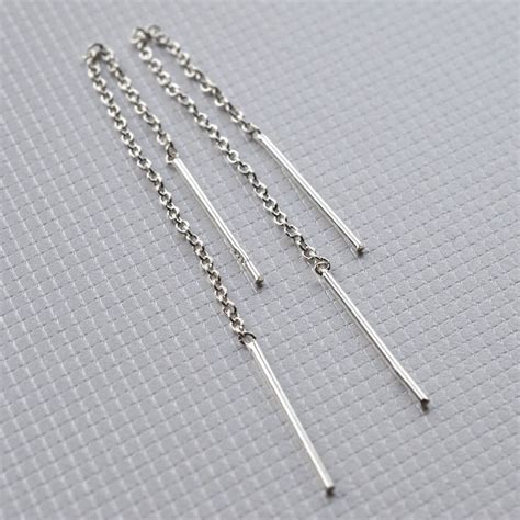 Silver Trace Pull Through Chain Earrings By Martha Jackson Sterling