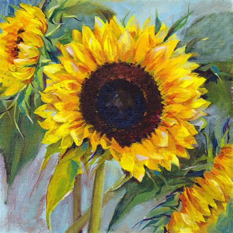 Sunflower Painting Sunflower Acrylic Painting Floral Wall Art Floral
