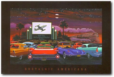 Picture Wall Decor The Drive In Nostalgic Americana Vintage Car Art