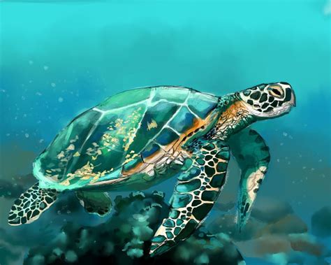 Sea Turtle Art By Calli Digital Art Animals Birds And Fish