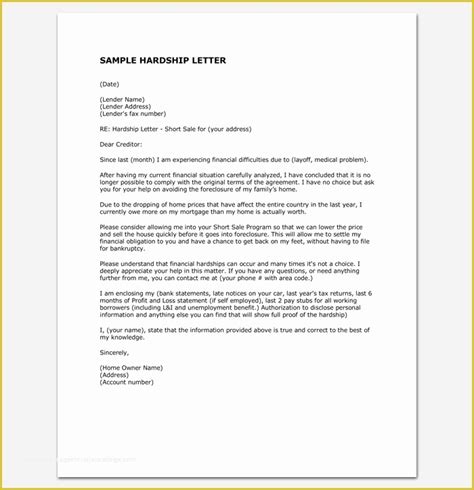 Free Foreclosure Letter Template Of Hardship Letter Sample Template