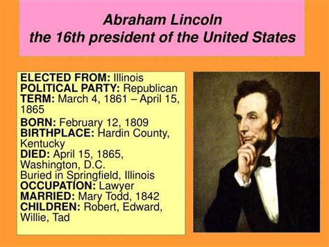 Ppt Abraham Lincoln The 16th President Of The United States