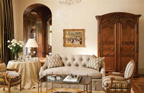 A Tufted Linen Sofa And Antique Louis Xvi Chairs Provide Comfortable