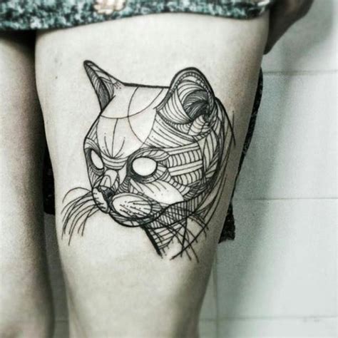 Top 103 Geometric Cat Face Tattoo