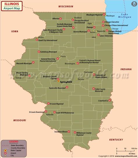 Illinois Airports Map Airports In Illinois Map